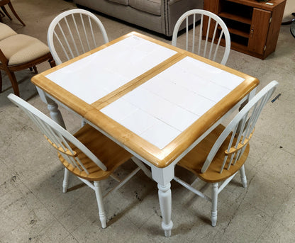 Casual White Oak Tile Dinnette TABLE SET