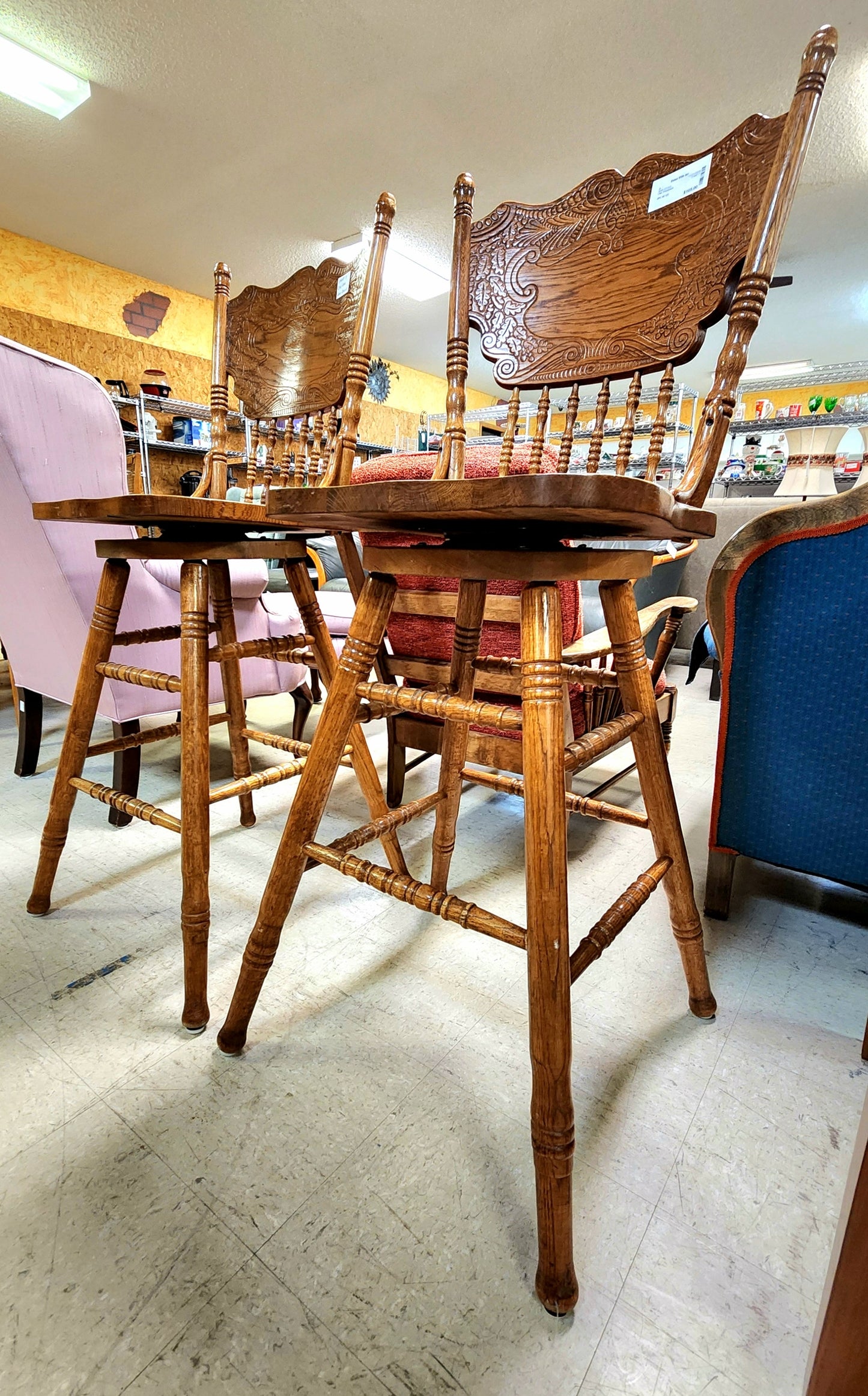 Oak Pressback BAR STOOL