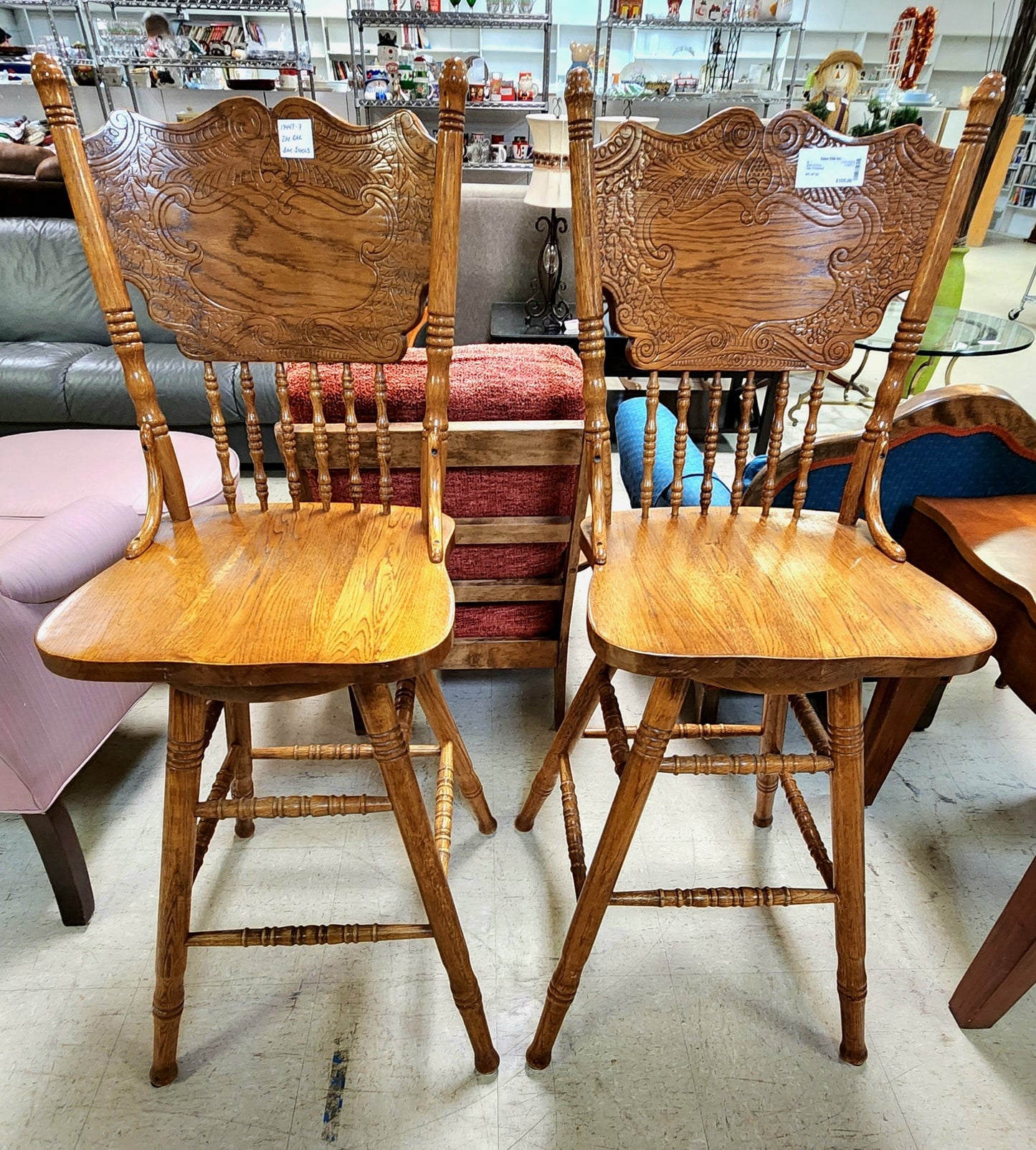 Oak Pressback BAR STOOL